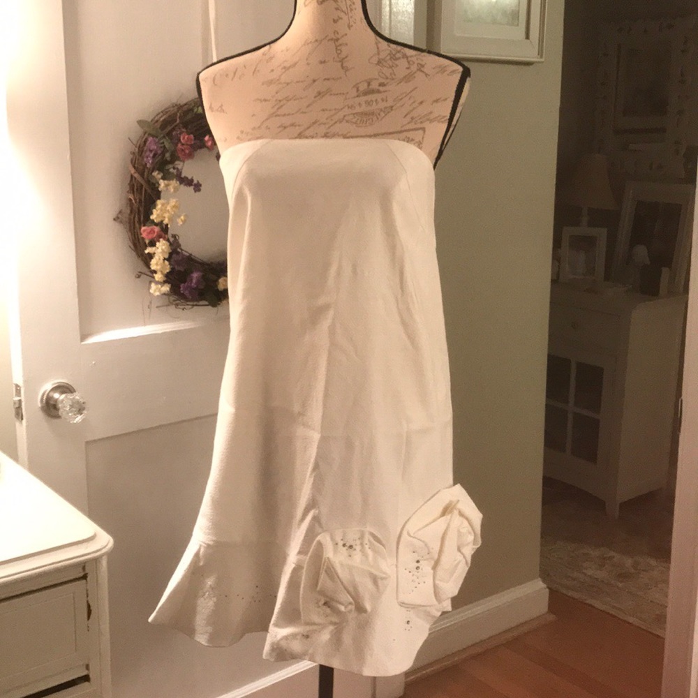 NWT, beautiful, white, crepe party dress.
